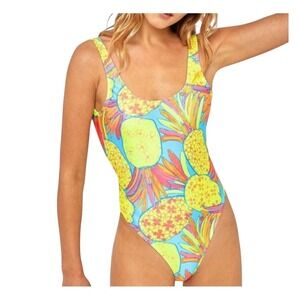 Chubbies Pineapple Print One Piece Swimsuit Low Back‎ Size Small